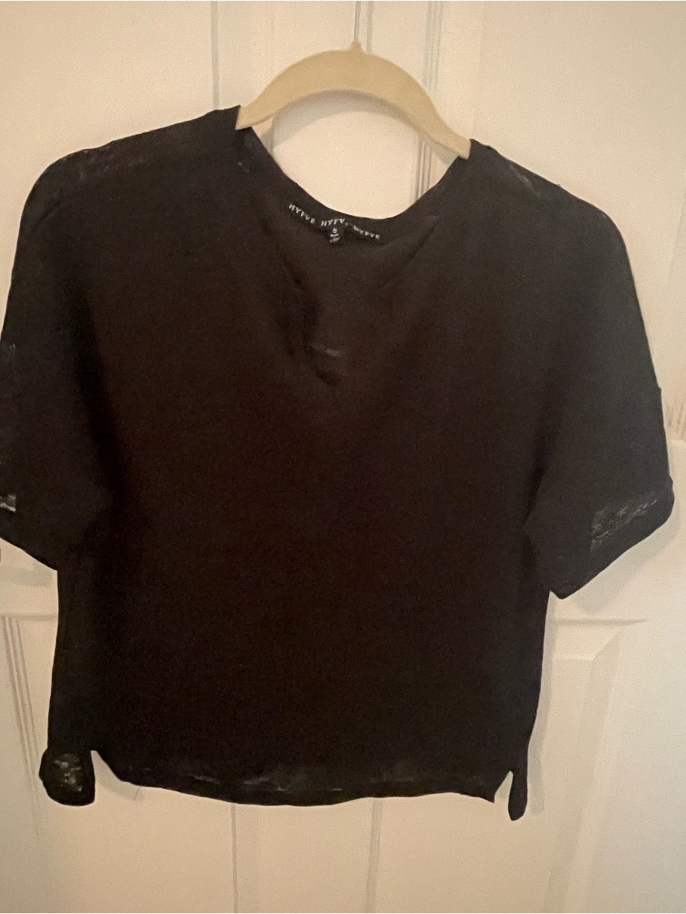 HYFVE Black Short Sleeve Vneck Cropped Tee